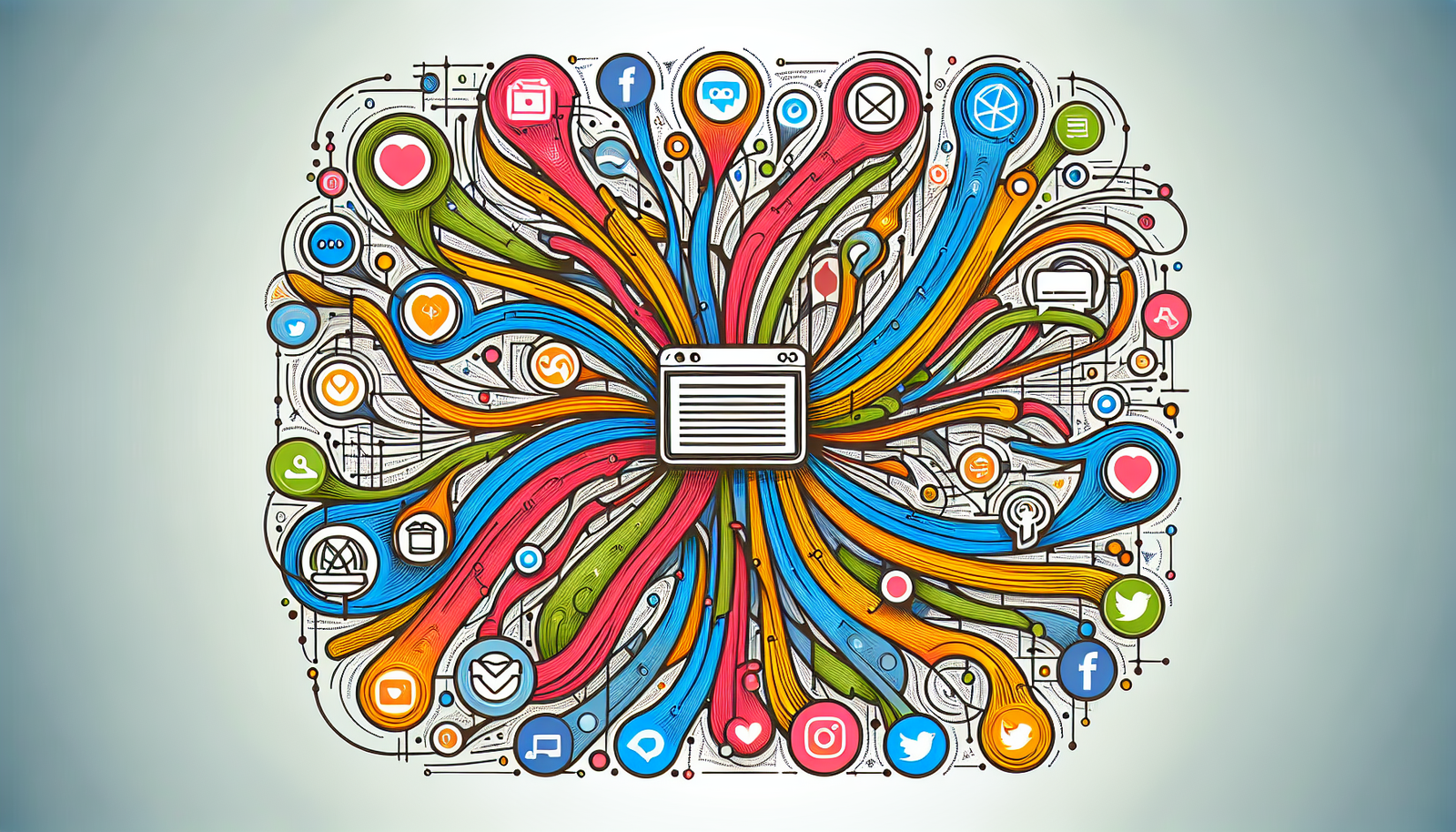 Illustration of social media integration on GoDaddy Websites + Marketing platform
