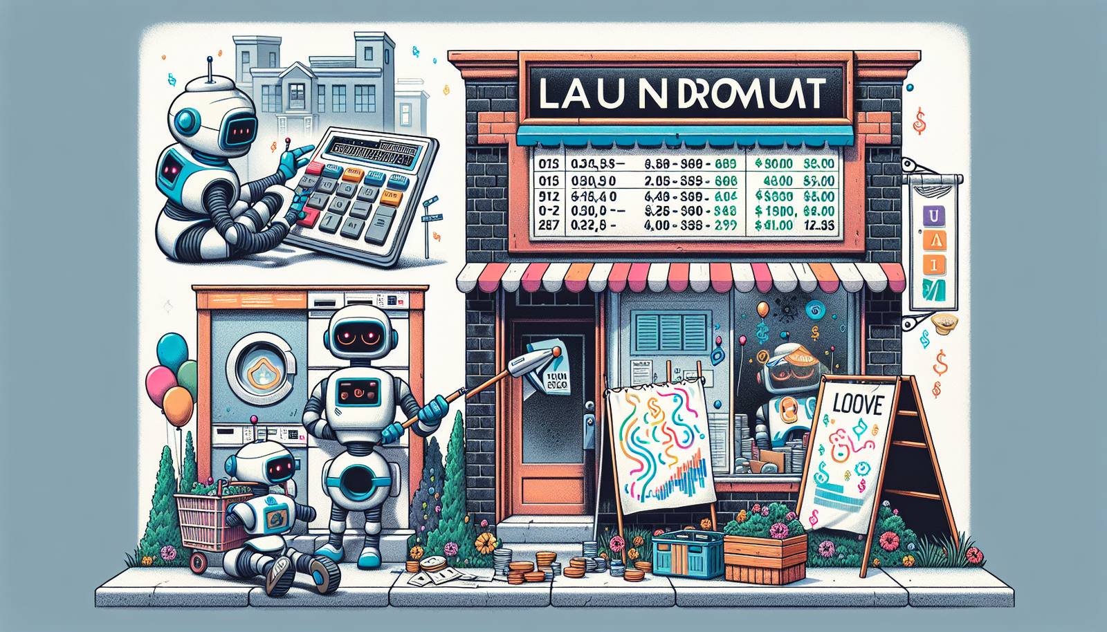 Illustration of preparing a laundromat for valuation