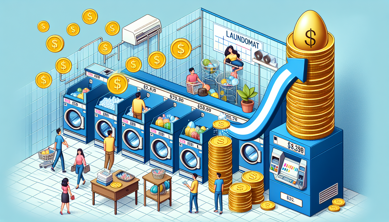 Illustration of financial aspects of a successful laundromat business